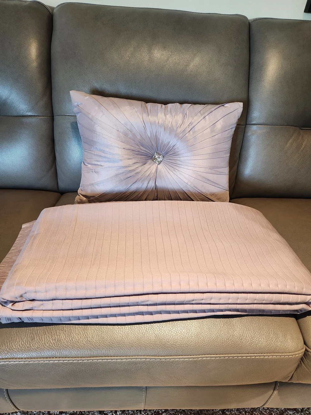 Soft Lavender Decorative Pillow and a Coverlet